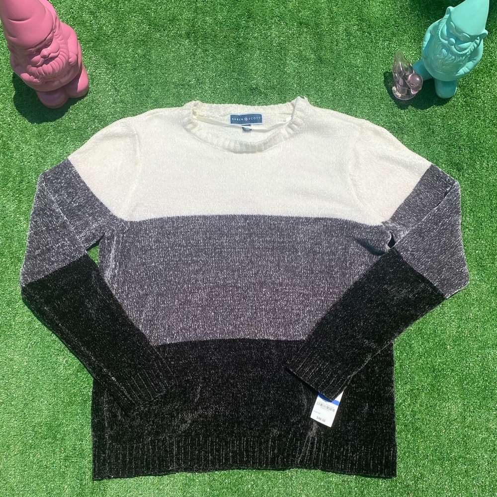 NEW Karen Scott Colorblock Chenille Sweater